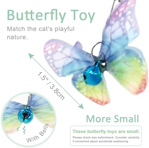 SONGWAY Cat Toy Wand Replacement - 10 Pieces Insect Butterfly Cat Toys, Cat Feather Toy Refills, Cat Teaser Wand Attachments, Interactive Cat Toys for Indoor Cats