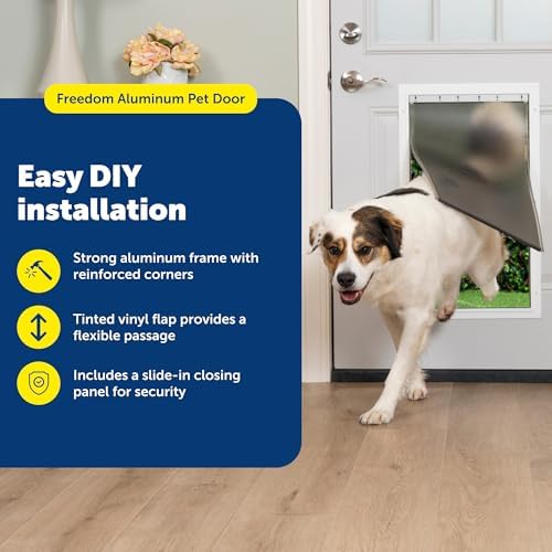 PetSafe Freedom Aluminum Pet Door, Vinyl Flap, Up to 220 lb, X-Large, White