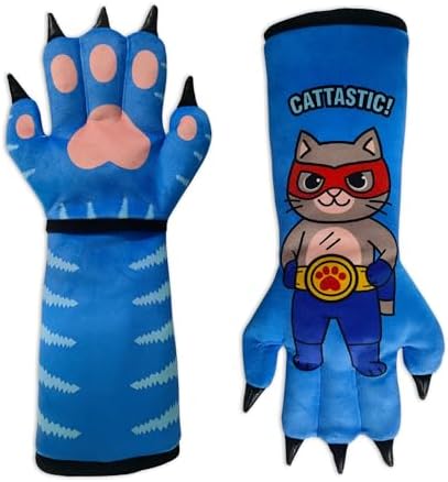 Cat Wrestling Glove – AMA Soft Plush Cat Training Mitt for Fun Play, Bonding & Exercise | Scratch-Resistant Design Interactive Cat Toy | Blue Small