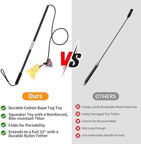 Flirt Pole for Dogs with Squeaker & Rope – Includes XL Carry Bag