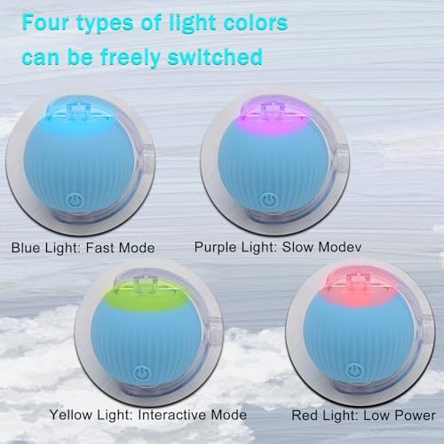 Interactive Cat Dog Toy Ball with LED Light, Automatic Rolling(Blue)