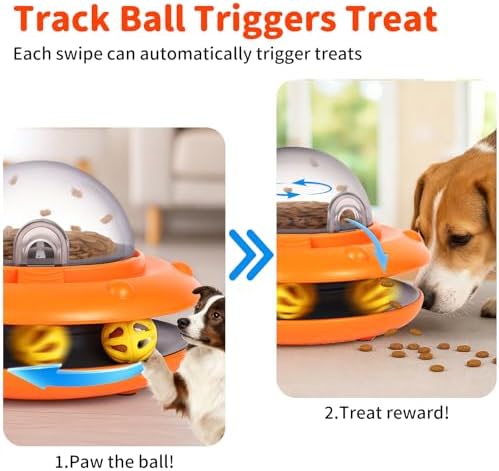 Interactive Dog Puzzle Toy Feeder - Automatic Dog Enrichment Treat Dispensing with Remote Control, Rechargeable Electronic Ball Track Toy, Pets IQ Training Mental Stimulation Slow Feeder