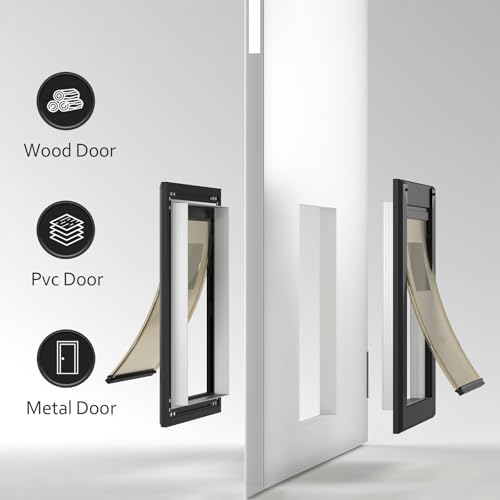 [Classicmacher] Aluminum Heavy Duty Medium Double Flaps Dog Door,Black