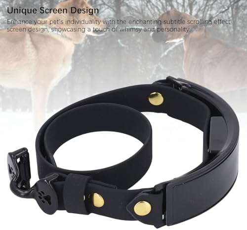 Acouto Fashionable LED Dog Collar with DIY Screen - Rechargeable in the Dark Necklace for Pet and (Blue Light)
