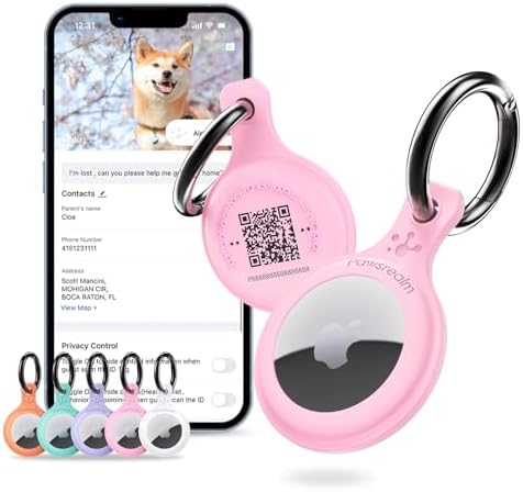 Smart Pet Tracker Holder Compatible with AirTag, for AirTag Holder Dog&Cat Collar with QR Code, Case&ID Tag in One & with Modifiable Pet Online Profile, Instant Pet Location Alert
