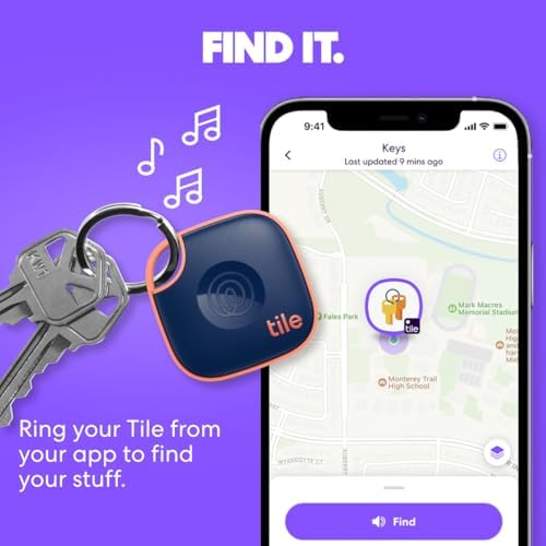 Life360 Tile - Bluetooth Tracker, Keys Finder and Item Locator for Keys, Bags and More. Phone Finder. Both iOS and Android Compatible. 1-Pack (Midnight)