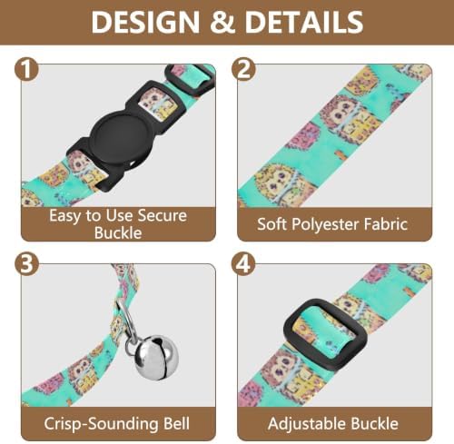 Cute Cartoon Hedgehogs Kitten Collar 2 Pack Collars for Puppies Adjustable Length 10.6" to 17.1"