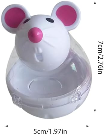 Tumbling Cat Treat Toy - Mouse Shape Pet Food Ball, Interactive Slow Feeder Puzzle, Adjusitable Snack Reward Dispenser,