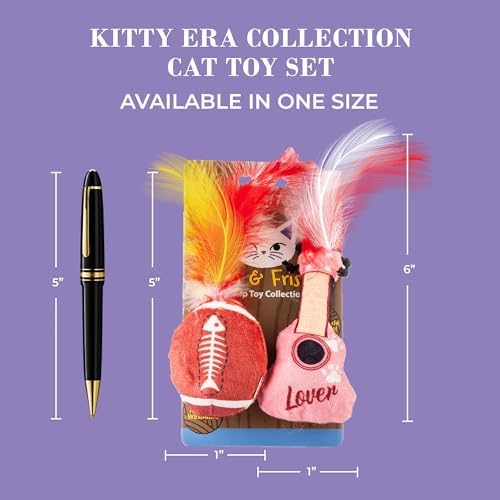 Haute Diggity Kitty Era Tour Guitar + Football Set, Soft Plush Cat Toys