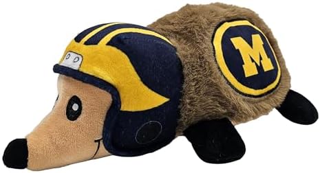 NCAA Michigan Wolverines Plush Hedgehog Toy for Dogs & Cats, Cool Soft Pet Toy for Fun and Interactive Play, Dog Chew Toy with Squeaker, Licensed Hot Pet Toy