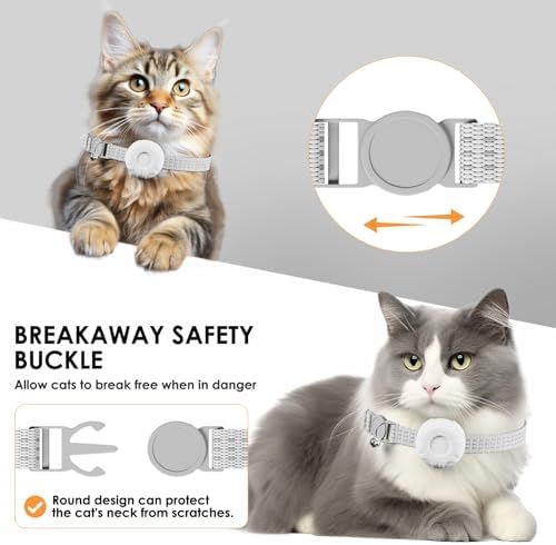 GPS Tracker for Cats,Real-Time Location Cat Tracker, Pet Tracker with Cat Collar,Compatible with Apple Find My App (Only iOS),No Monthly Fee,Waterproof,Anti-Lost Device (White)