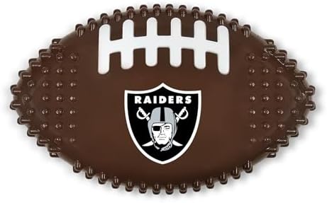 NFL Las Vegas Raiders Mega- Chew Hard Nylon Bacon-Flavored Dog Bone Football Chew Toy Interactive Tasty Fun Dog Chewy Toys Indestructible Strong Durable Tough Pet Biting Playtoy for Aggressive Chewers