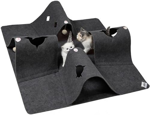 35.4" Cat Tunnels for Indoor Cats, Multi-Entrance Cat Toys, Grey