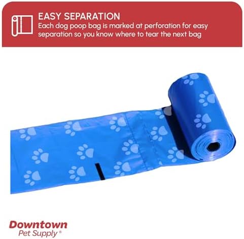 Downtown Pet Supply Rainbow Paw Print Poop Bags (520 CT & 2 Dispensers) - Leak-Proof, Unscented, Clips to Dog Leashes & Harnesses