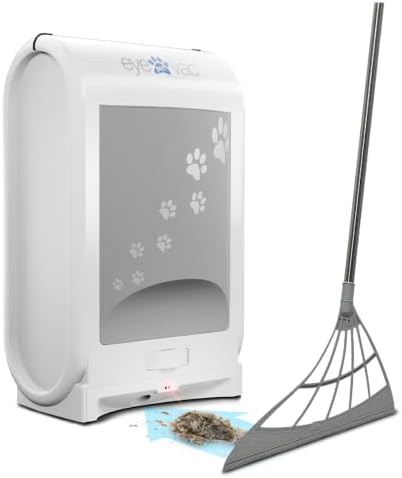EyeVac Pet & Squeegee Broom Bundle - Touchless Vacuum Automatic Dustpan with Multisurface Sweeping Broom, Corded Bagless Vacuum, 1400 Watt for Cat Dog Pet Hair, Dirt, Food Debris, Kitchen (White)