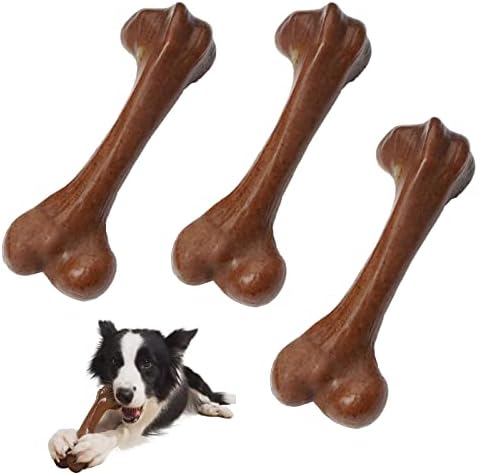 Dog Hard Chew Toys, Dog Chew Toys for Aggressive Chewers, Aggressive Chewing Dog Toys, Durable Dog Toys for Medium/Large Breed Dogs, Beef Flavor (3pcs)