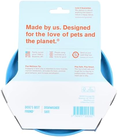 West Paw Zogoflex Zisc Dog Flying Disc, High Flying Aerodynamic Disc for Dogs Puppy – Lightweight, Floatable Disc for Fetch, Tug of War, Catch, Play – Doubles as Food/Water Bowl, Small 6.5", Aqua Blue