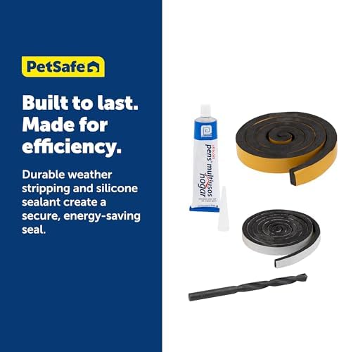 PetSafe Dog Door Installation & Insulation Kit, Weatherproof Any Pet Door | All-In-One DIY Kit Improves Fit & Efficiency, Includes Drill Bit, Weather Stripping, Silicone Sealant, Fits Any Pet Door.
