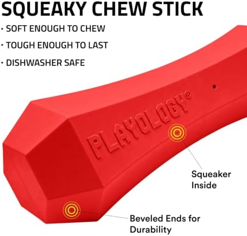 Playology Squeaky Chew Stick - Scented Dog Toy - Medium, Beef Scent, 2-pk