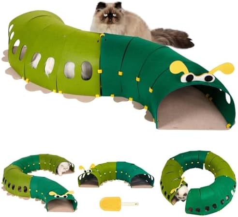 Felt Cat Tunnel, Connectable Large Cute Rabbit Tunnel Bed, with Hair Brush