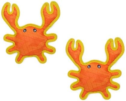 Tuffy® - DuraForce® : 2 Pack Crab Dog Toy: Ultra Durable Plush Toy with Multiple Layers & Reinforced Seams, Washable and Floats, DuraForce® Construction