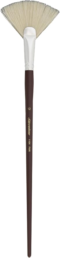 Silver Brush Limited 1104, Silverstone Fan Brush, Oil Paintbrush, Size 12, Long Handle