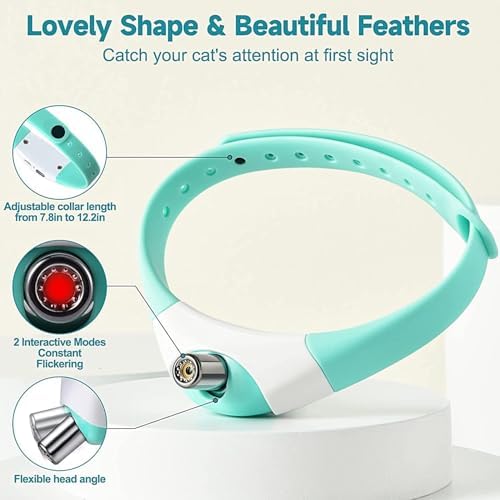 Automatic Cat Toys Laser Collar with Red Light, Interactive Cat Toys for Bored Indoor Cats, Rechargeable Electric Laser Cat Toy Wearable Collar for Kitten