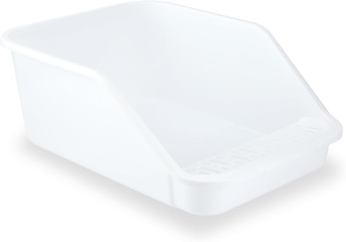 SpaceTime Large Cat Litter Box with High Sides,Cat Boxes for Indoor Cats,Cat Litter Pan for Kitty,Litter Box with Low Entry,Easy to Clean,Anti-Splashing(White)