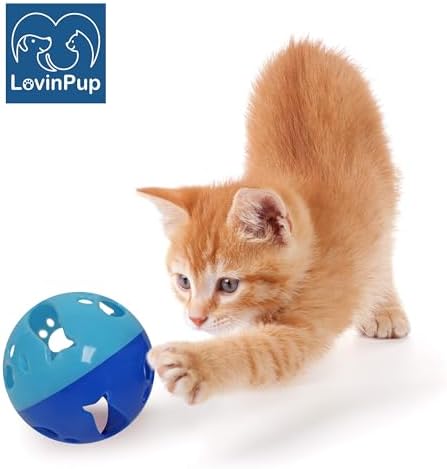 Large Cat Ball Toy with Bell – Blue (3 Pack)