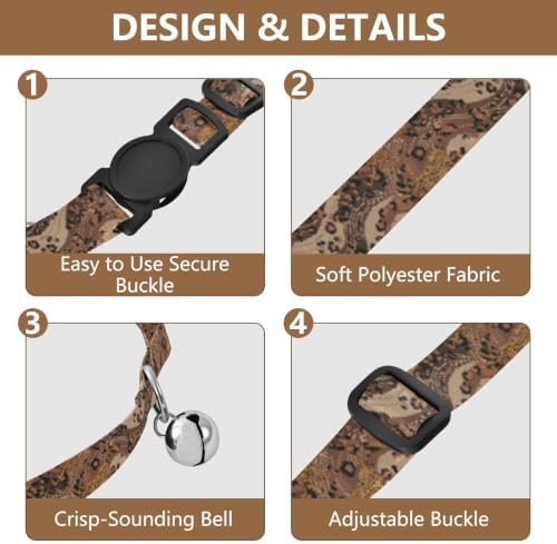 Leopards Bell Collar for Small Dogs 2 Pack Cat Collars Adjustable 10.6 to 17.1 Inches