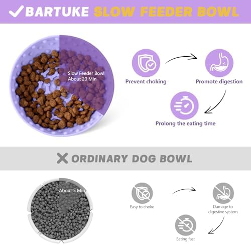 Dog Lick Bowl, Silicone Slow Feeder Dog Bowl with Strong Suction, Purple
