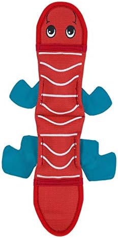 Outward Hound Fire Biterz Red Lizard Plush Firehose Material Interactive Dog Toy, Medium