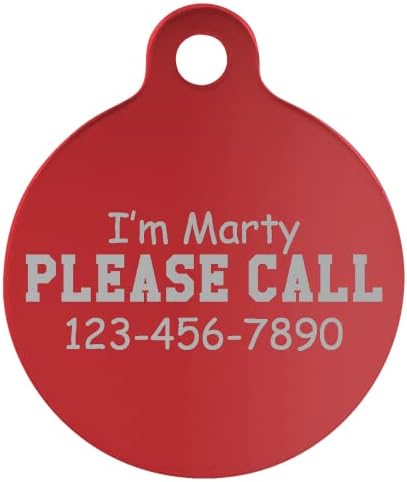 Signature Custom Laser Engraved Anodized Aluminum Pet ID Tags (Pink, Round 1 1/4")
