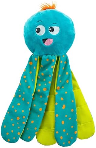 Outward Hound Nina Ottosson Silly Legz Octopus Dog Toy Treat Puzzle, 13.8" | Roll-Up Legs, 15 Hidden Treat Pockets, Plush Floppy Body, Squeaker in Head, Interactive Snuffle & Seek, Dogs & Puppies