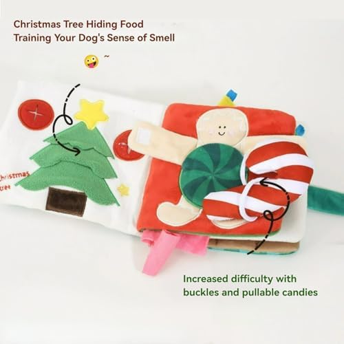 Dog Snuffle Sound Book Crinkle Hide Treat Puzzle (Xmas)