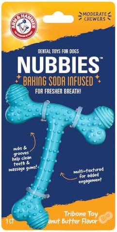 Arm & Hammer Nubbies T-Bone Dental Dog Chew Toy, Peanut Butter Flavor