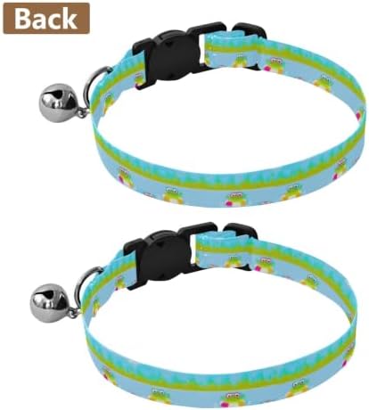 Cute Cartoon Frogs Swimming Easy to Wear Pet Collar 2 Pack Dog Collars for Small Dogs