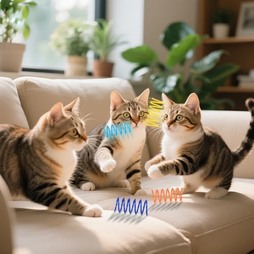 60 PCS 12 Colors Cat Spring Toys, Cat Spiral Springs for Indoor Cats