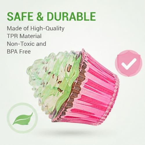 Molaxpet Squeaky Dog Toy Cupcake Rubber Interactive Chew Toy for Pet Dogs