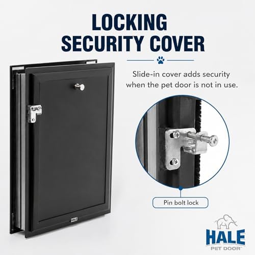 Door Model | Cat & Dog Doors | Energy Efficient Double Vinyl Flaps | Locking Security Cover | Skilled Install Required | Heavy Frame of Extruded Aluminum | Steel Reinforced Corners | Hale Pet Door