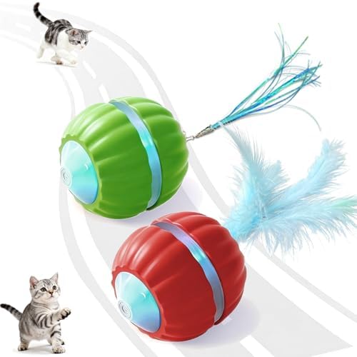 2PCS Interactive Cat Toys for Indoor Cats,Automatic Moving Kitten Toys