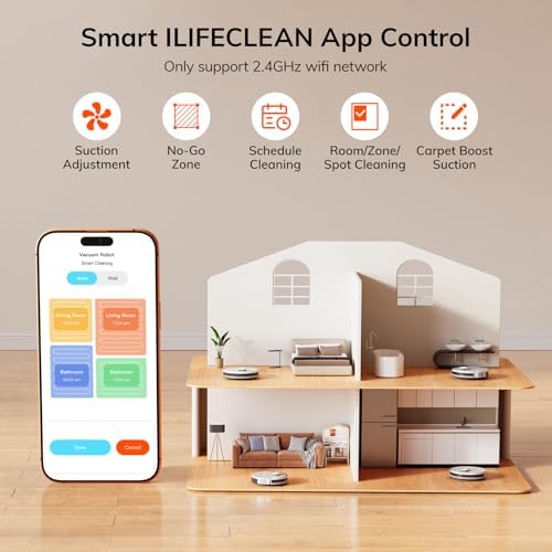 ILIFE A30s Robot Vacuum, 10000Pa Max Suction | LiDAR Navigation, Home Mapping, No-Go Zone, 150 Mins, App, Voice and Remote Control, for Hard Floor, Carpet and Pet Hair
