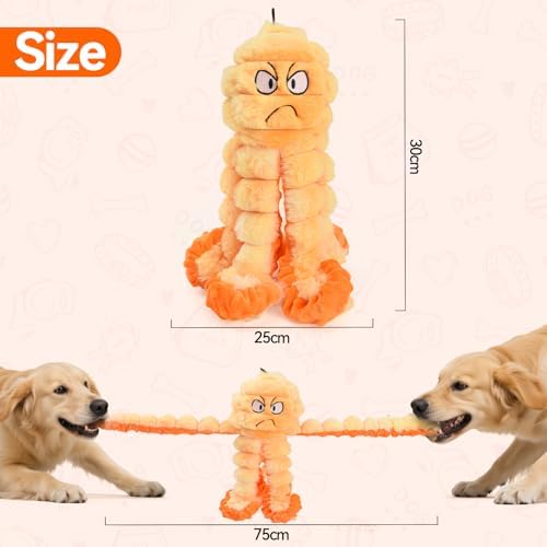 LIFLIX Squeaky Octopus Dog Toy, Large Soft Plush Toy for Indoor Dogs, Interactive Dog Toy to Keep Them Busy, Not for Aggressive Chewers, Orange