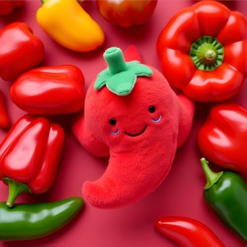 2Pcs Plush Chilli Toy Fruits and Vegetables Dog Squeaky Toys Plush Chili Eggplant Corn Puppy Dog Toys for Small Dogs,Chili,Size 1 Nice and Practical Squeak Toys Pet Supplies