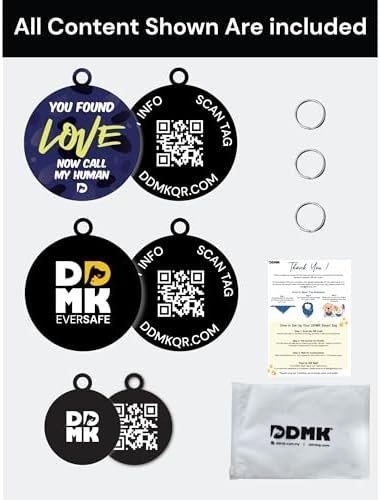 DDMK Smart Pet Tag Set | Includes 3 Tags | QR Code for Instant Alerts | Custom Pet Profiles | Durable & Waterproof | No Subscriptions or Fees |40-You Found Love Now Call My Human
