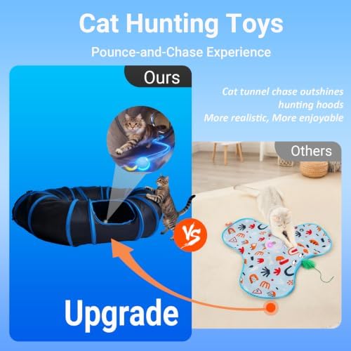 Interactive Cat Toy, Motion-Activated Ball in Round Cat Tunnel