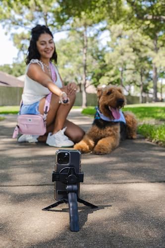 Hands-Free Dog Walking Crossbody for Training, Treat Pouch, Built-in Poop Bag Dispenser, Used Bag Hook & Bonus Tripod (Pink)
