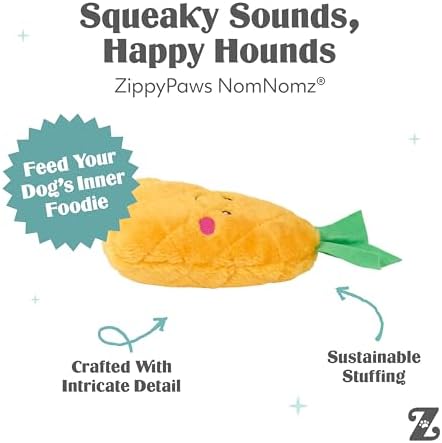 ZippyPaws NomNomz Dog Squeaky Toys to Keep Them Busy - Pineapple