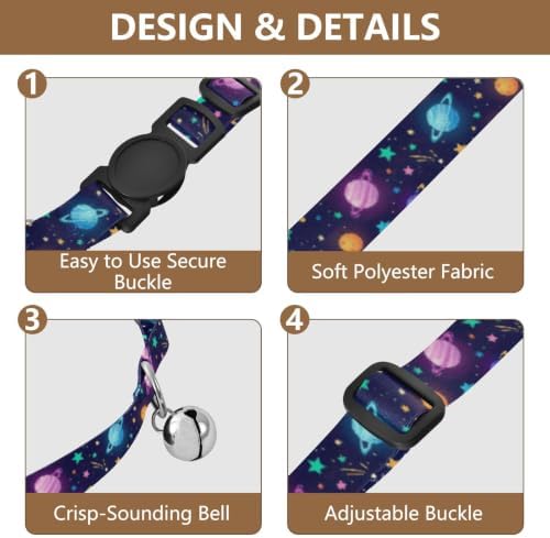 Colorful Space Planets Small Dog Collar 2 Pack Collars for Puppies Adjustable 10.6 to 17.1 Inches