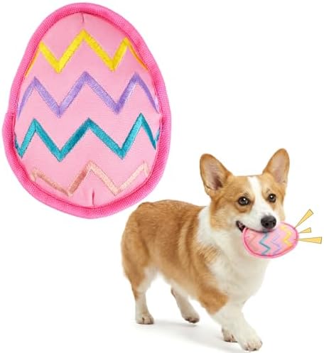 Easter Dog Squeak Toys Easter Egg Interactive Stuffed Puppy Teething Toys Durable Canvas Chew Toys for Small Medium Dogs Tough Dog Gifts for Boredom (Egg)